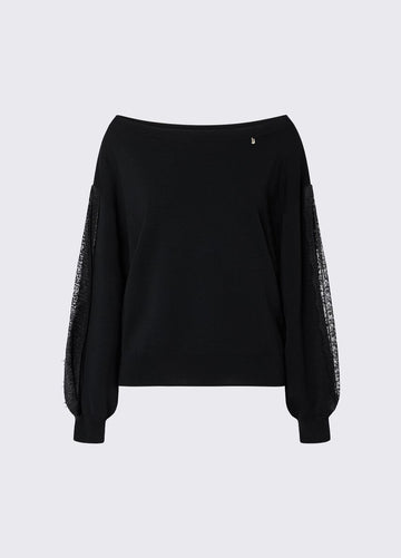 maglia con inserti in pizzo CF6264MS55N 22222 LIU JO BLACK 