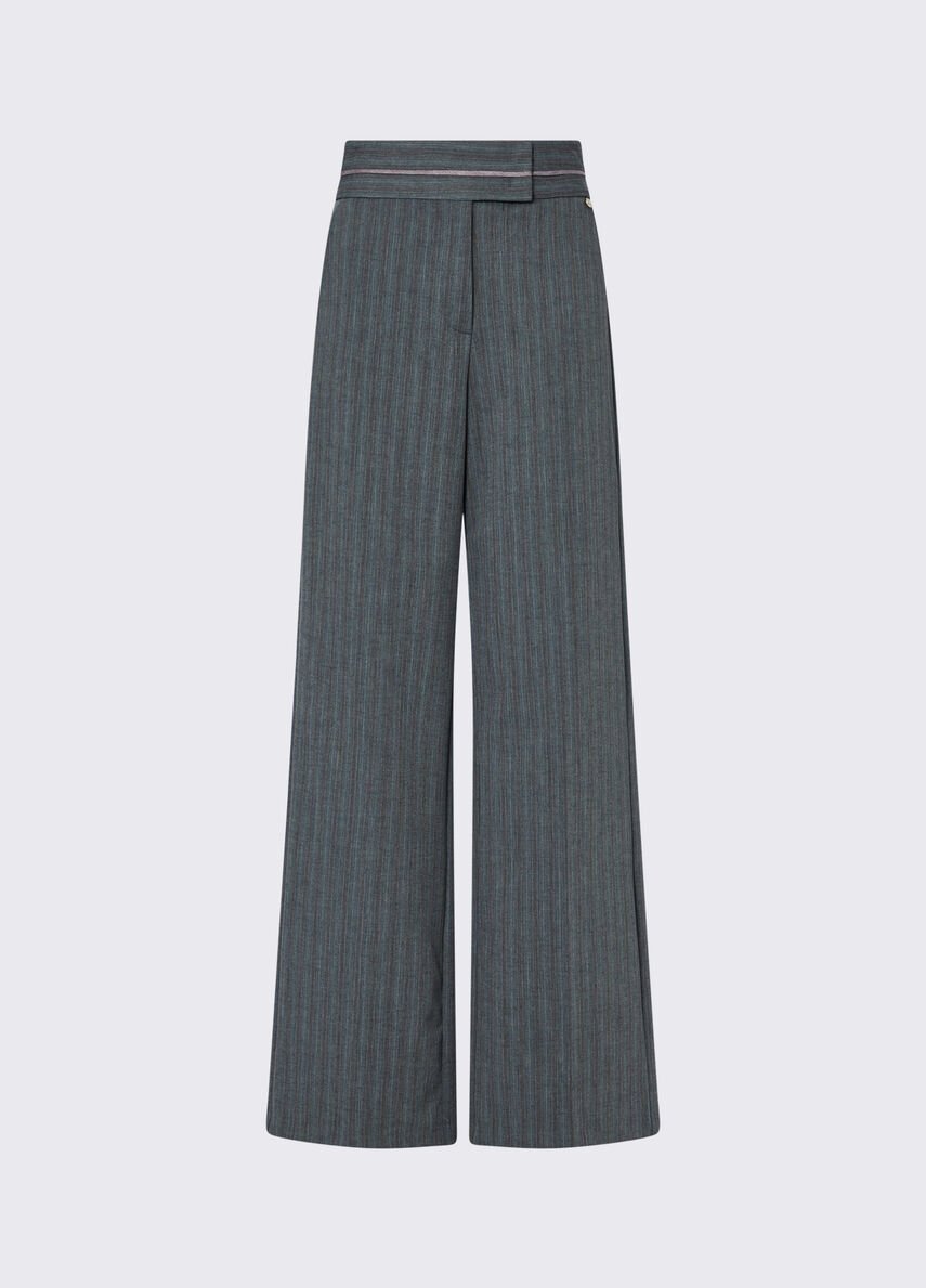 pantalone gessato in misto lana CF6270T880A D3087 LIU JO BLACK 