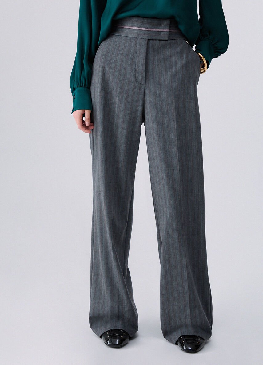 pantalone gessato in misto lana CF6270T880A D3087 LIU JO BLACK 