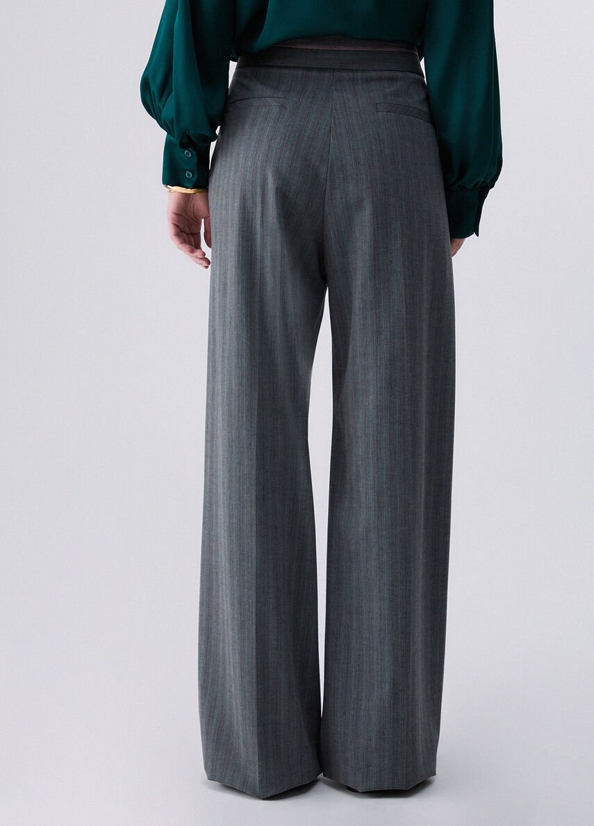 pantalone gessato in misto lana CF6270T880A D3087 LIU JO BLACK 