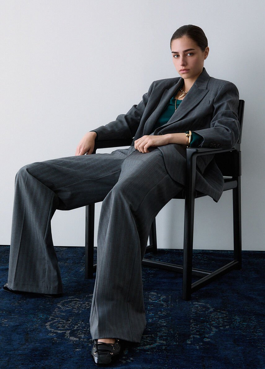 pantalone gessato in misto lana CF6270T880A D3087 LIU JO BLACK 