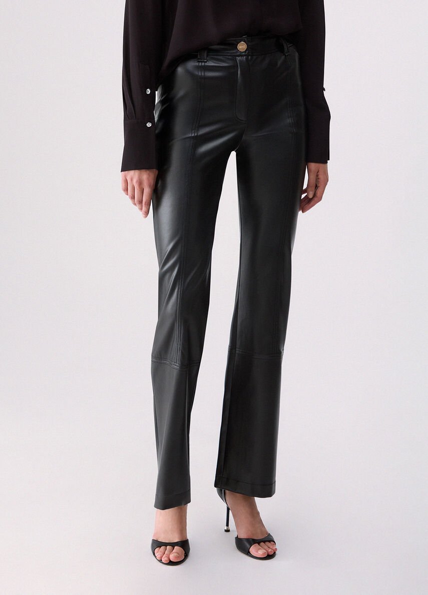 pantalone in tessuto spalmato CF6280E0624 22222 LIU JO BLACK 