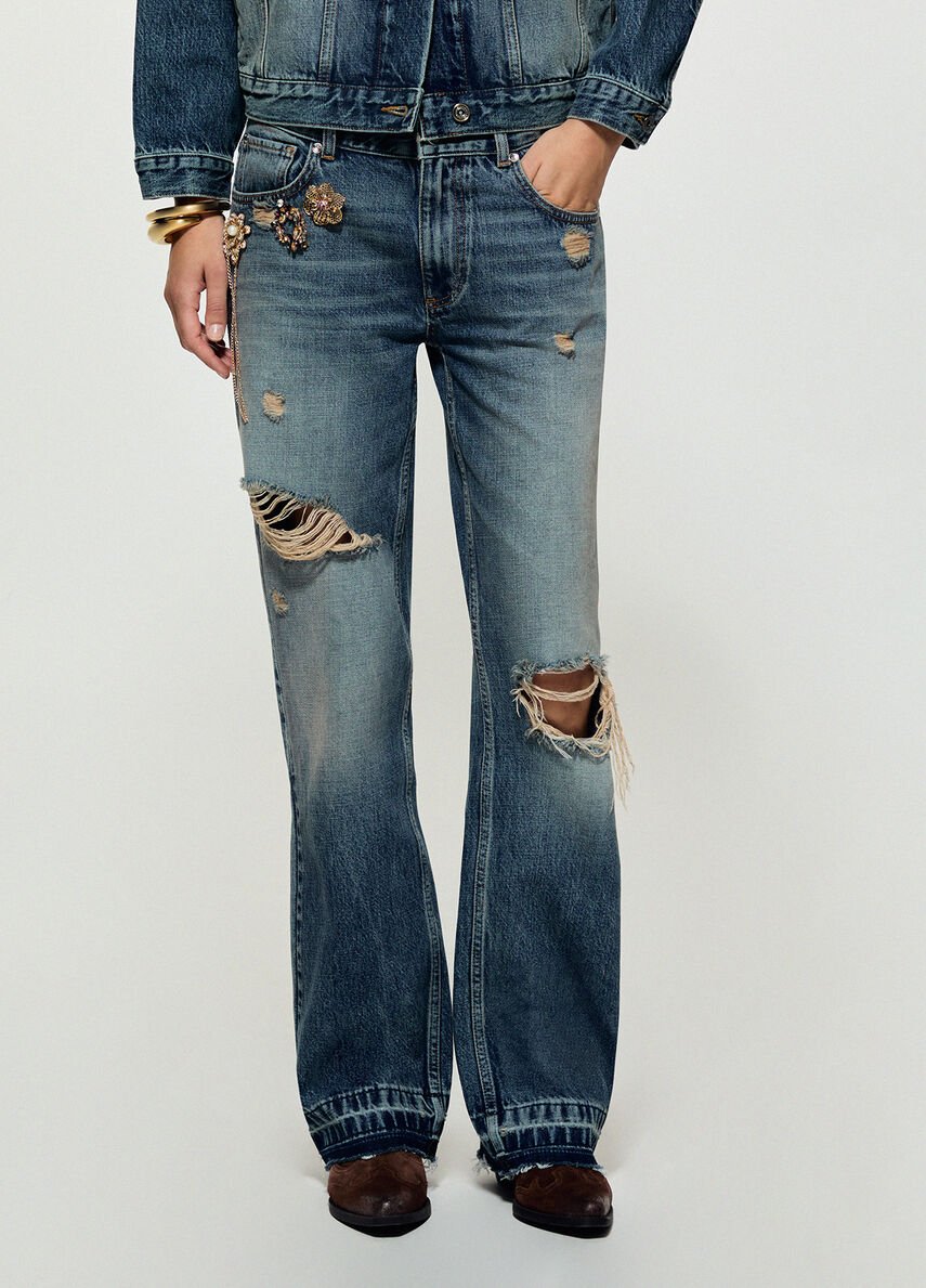 jeans con strappi e spille gioiello ZB7306D0418 79240 LIU JO CAPSULE GIGI HADID 