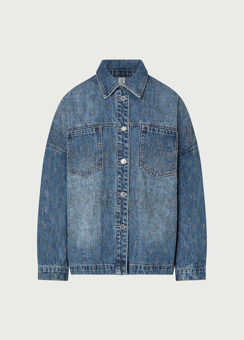 giacca oversize in denim con strass ZB7307D0416 79212 LIU JO CAPSULE GIGI HADID 
