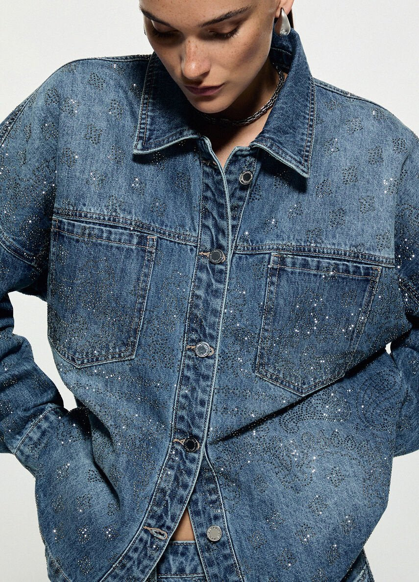 giacca oversize in denim con strass ZB7307D0416 79212 LIU JO CAPSULE GIGI HADID 