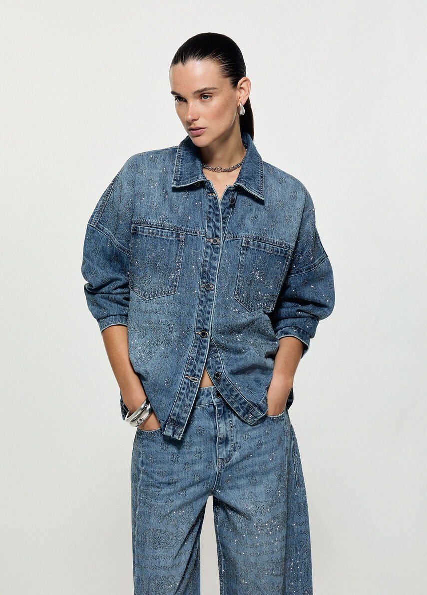 giacca oversize in denim con strass ZB7307D0416 79212 LIU JO CAPSULE GIGI HADID 