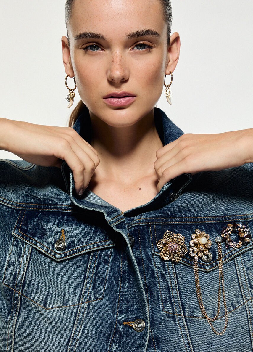 giacca in denim con spille gioiello ZB7308D0418 79240 LIU JO CAPSULE GIGI HADID 