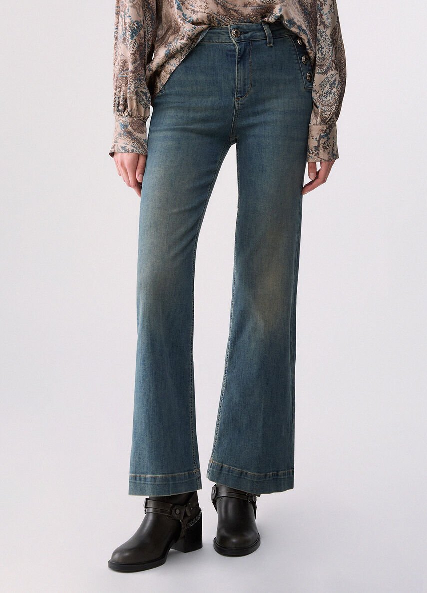 jeans flare con bottoni gioiello UF6093D0328 79137 LIU JO DENIM 