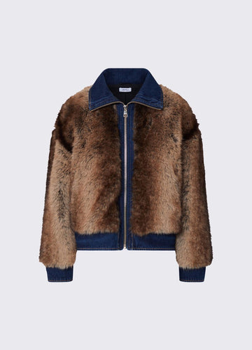 giubbino in pelliccia sintetica UF6153E1158 X0466 LIU JO DENIM 