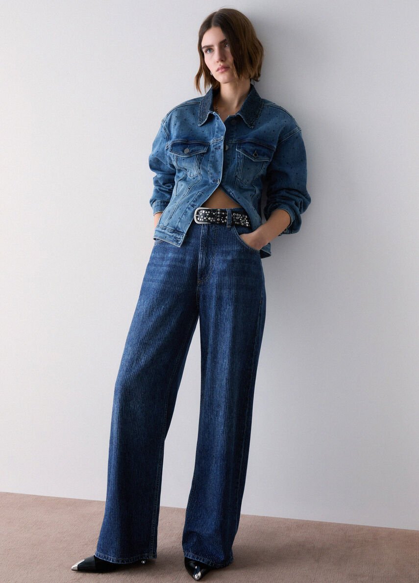 jeans straight con strass UF6166D0373 79111 LIU JO DENIM 