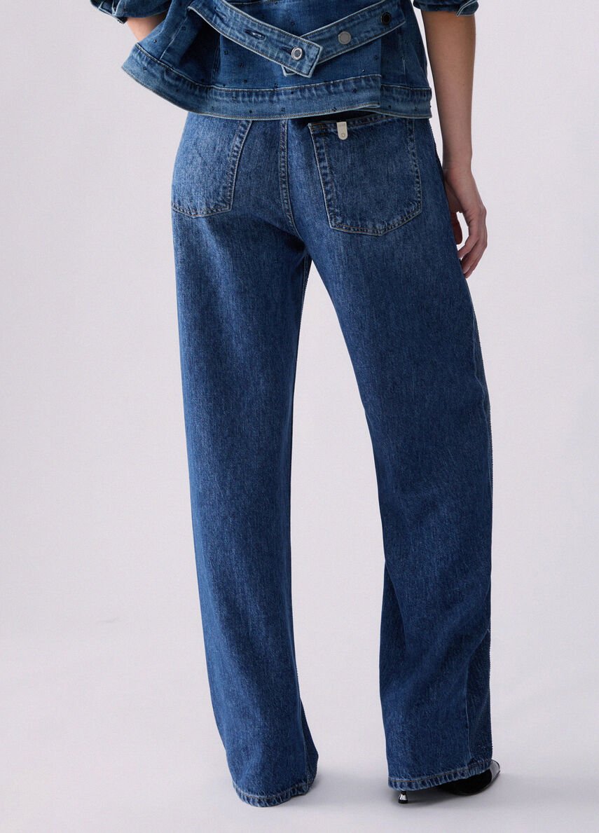 jeans straight con strass UF6166D0373 79111 LIU JO DENIM 