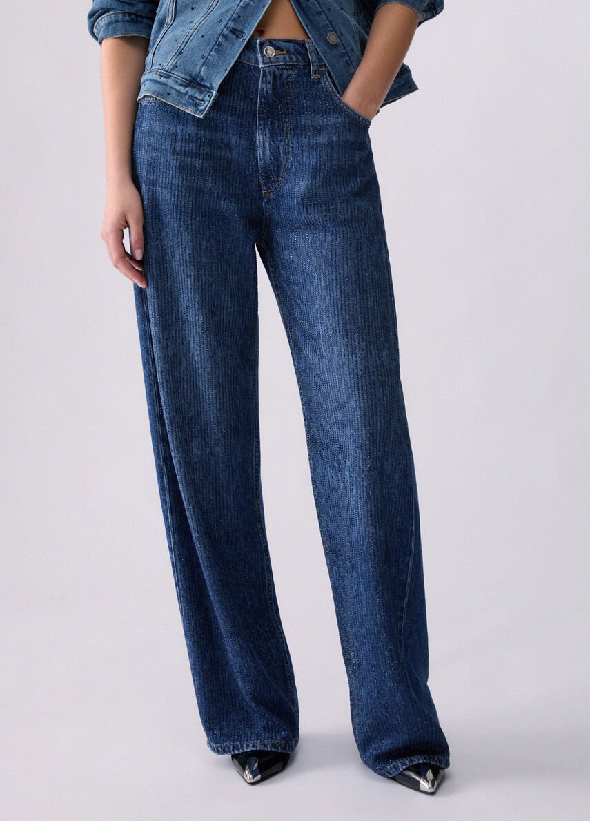 jeans straight con strass UF6166D0373 79111 LIU JO DENIM 
