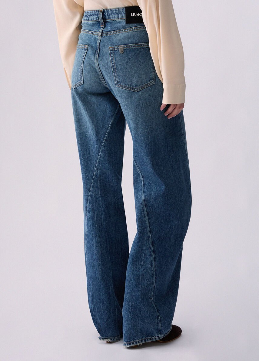 camicia in denim con applicazioni UF6233D4854 7L138 LIU JO DENIM 