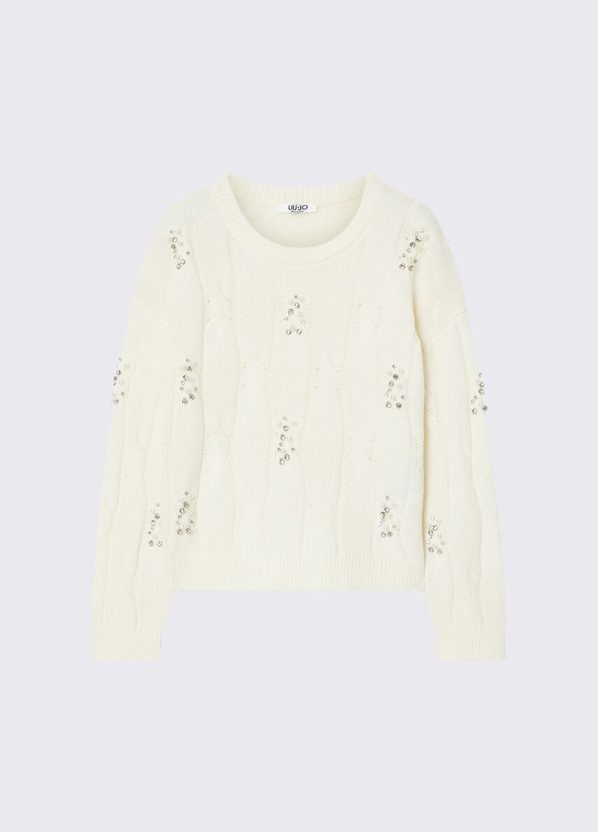 maglia con ricamo gioiello GF6068MA22S 10602 LIU JO JUNIOR 