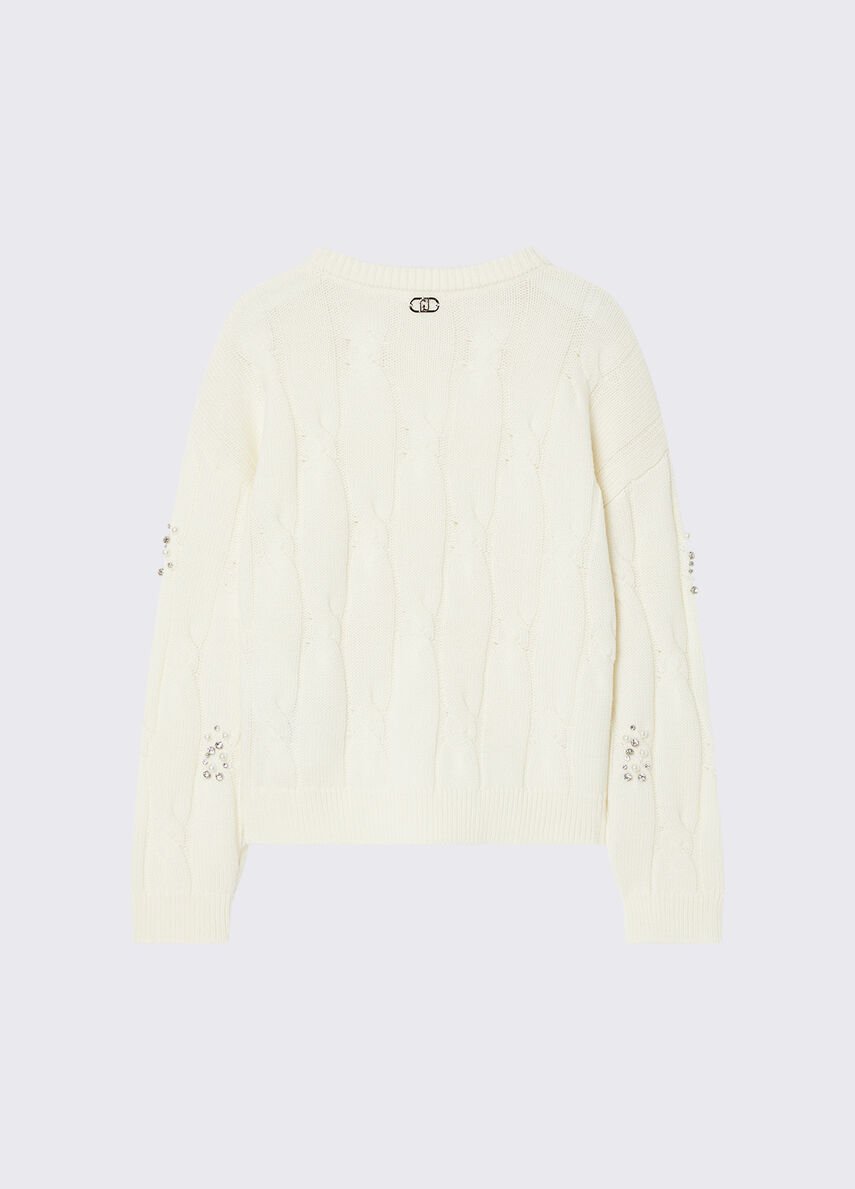 maglia con ricamo gioiello GF6068MA22S 10602 LIU JO JUNIOR 