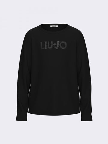 t-shirt con logo in contrasto GF6075JS003 22222 LIU JO JUNIOR 