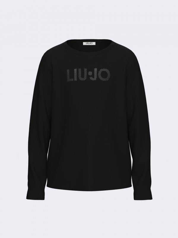 t-shirt con logo in contrasto GF6075JS003 22222 LIU JO JUNIOR 