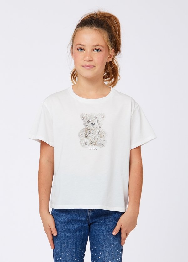 t-shirt con stampa orso GF6079JS923 S9154 LIU JO JUNIOR 