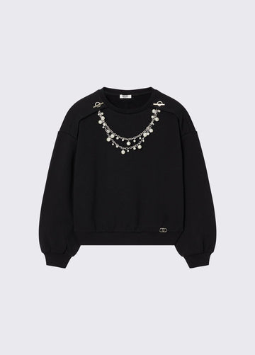 felpa con accessorio gioiello GF6082FS326 22222 LIU JO JUNIOR 