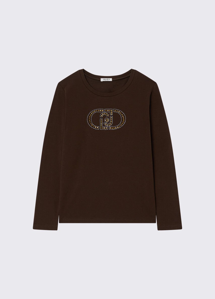 t-shirt con logo monogramm GF6157JS003 90915 LIU JO JUNIOR 