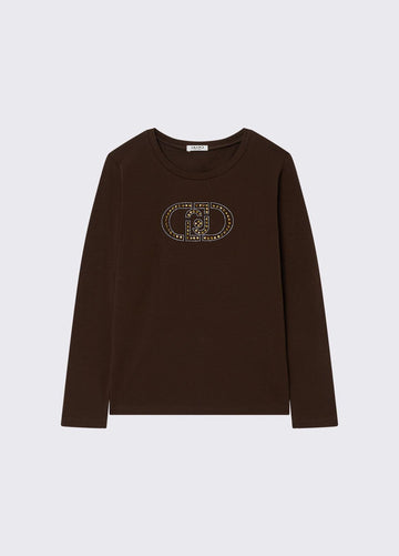 t-shirt con logo monogramm GF6157JS003 90915 LIU JO JUNIOR 