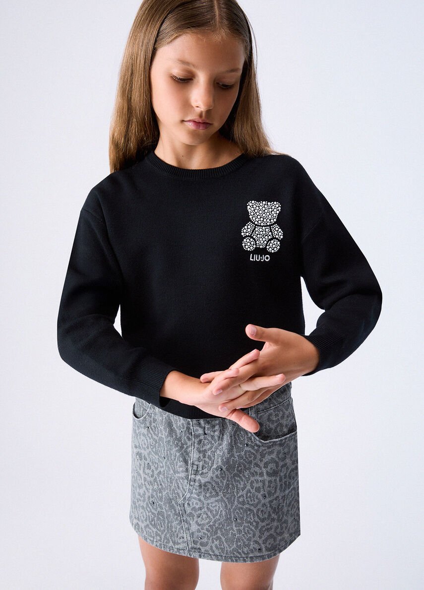 maglia con ricamo gioiello GF6158MS49I 22222 LIU JO JUNIOR 