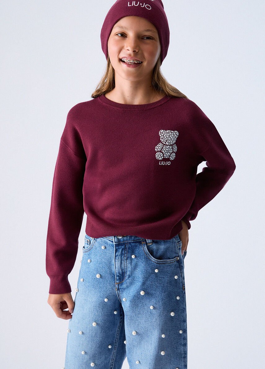 maglia con ricamo gioiello GF6158MS49I X0189 LIU JO JUNIOR 