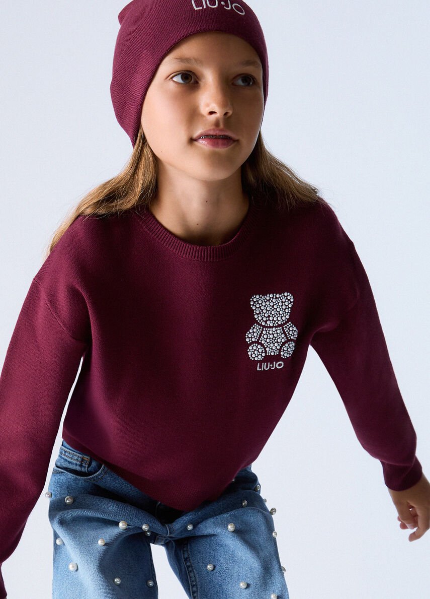 maglia con ricamo gioiello GF6158MS49I X0189 LIU JO JUNIOR 
