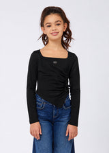 LIU JO JUNIOR t-shirt con ampio scollo Nero