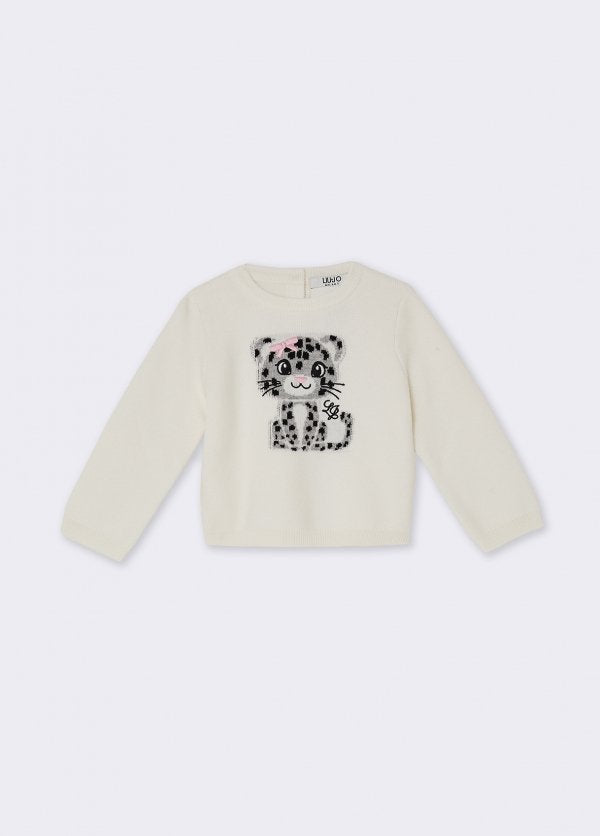 maglione leopardo in lana HF6027MA07E L9133 LIU JO JUNIOR 