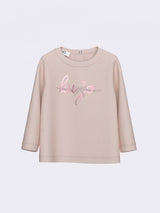 LIU JO JUNIOR t-shirt logo in contrasto Lilla