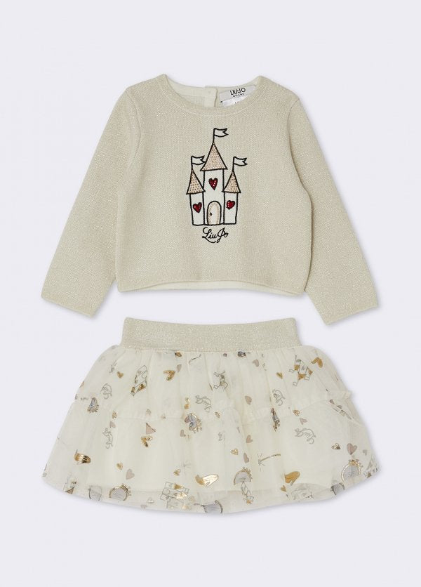 completo gonna e maglia HF6068MA07E L9412 LIU JO JUNIOR 