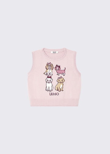 gilet in maglia con ricamo KF6058MA07E L9396 LIU JO JUNIOR 
