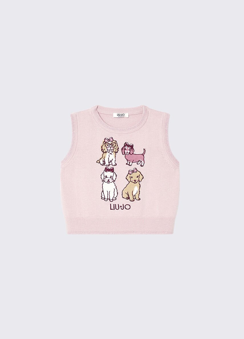 gilet in maglia con ricamo KF6058MA07E L9396 LIU JO JUNIOR 