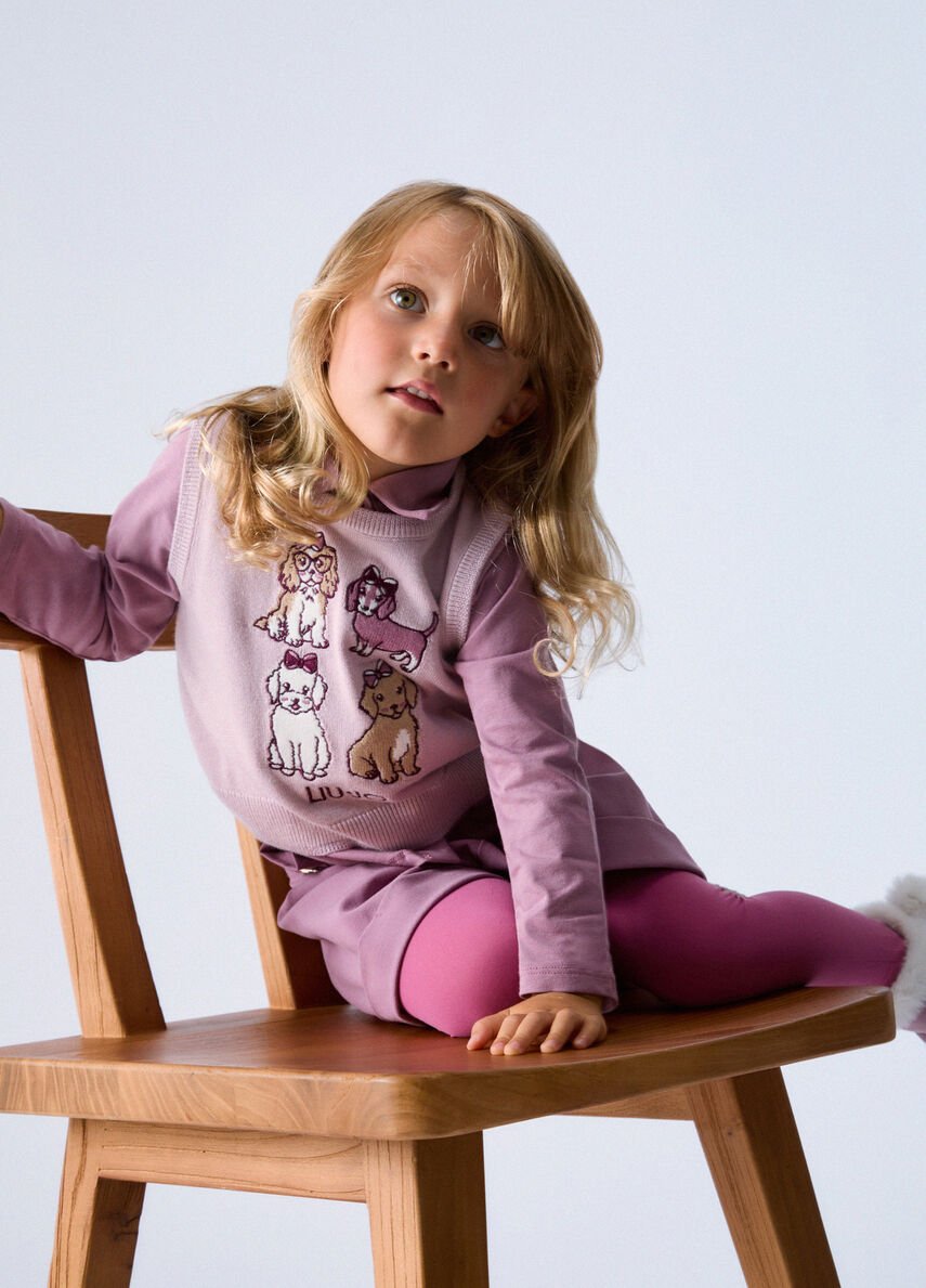 gilet in maglia con ricamo KF6058MA07E L9396 LIU JO JUNIOR 