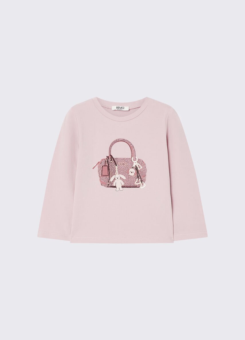 t-shirt con stampa borsa KF6063JS003 L9277 LIU JO JUNIOR 