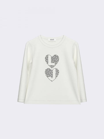 t-shirt con pailettes logo KF6064JS003 10602 LIU JO JUNIOR 