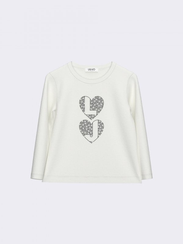 t-shirt con pailettes logo KF6064JS003 10602 LIU JO JUNIOR 