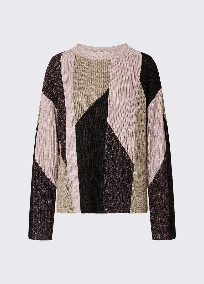maglia con intarsi lamè WF6046MS92P L9193 LIU JO WHITE 