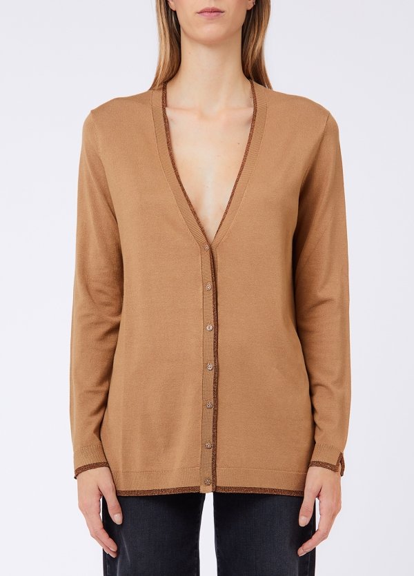 cardigan lungo con scollo a v WF6083MS49I 81020 LIU JO WHITE 