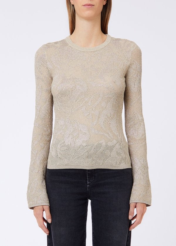 maglia in lamè punto pizzo WF6093MA26S 30403 LIU JO WHITE 