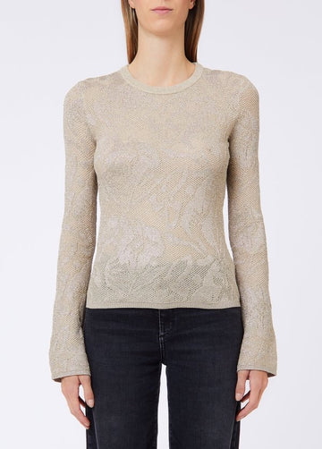 maglia in lamè punto pizzo WF6093MA26S 30403 LIU JO WHITE 