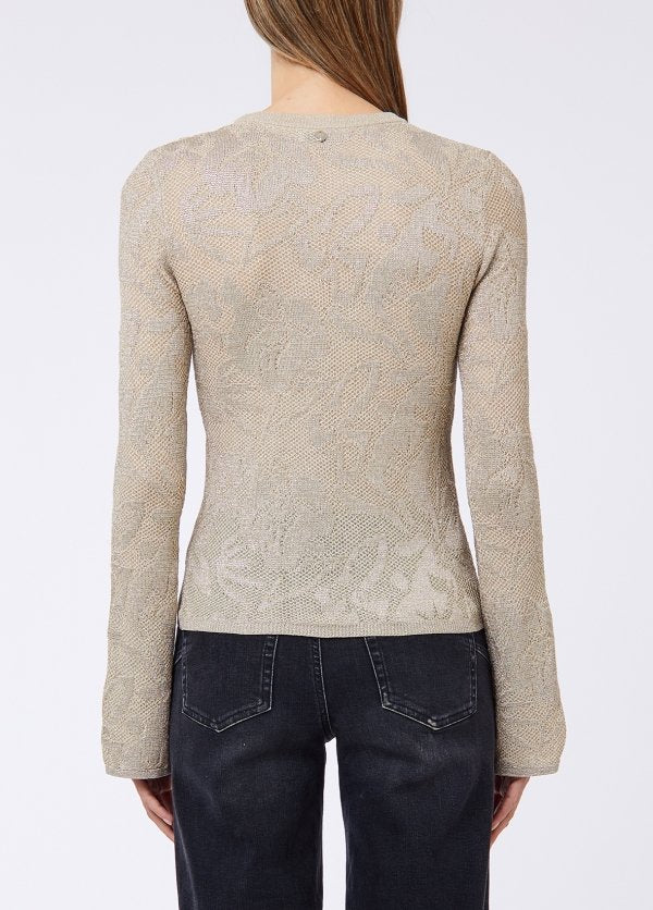 maglia in lamè punto pizzo WF6093MA26S 30403 LIU JO WHITE 