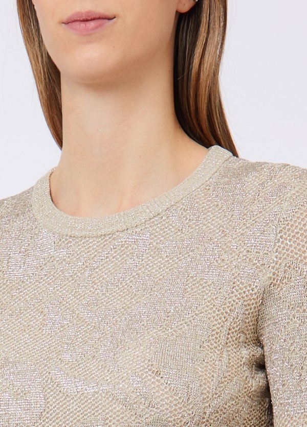 maglia in lamè punto pizzo WF6093MA26S 30403 LIU JO WHITE 
