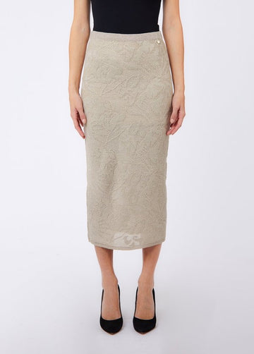 gonna longuette in pizzo lamè WF6096MA26S 30403 LIU JO WHITE 