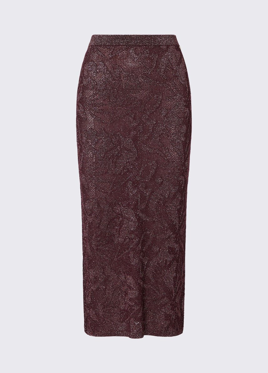 gonna longuette in pizzo lamè WF6096MA26S X0786 LIU JO WHITE 