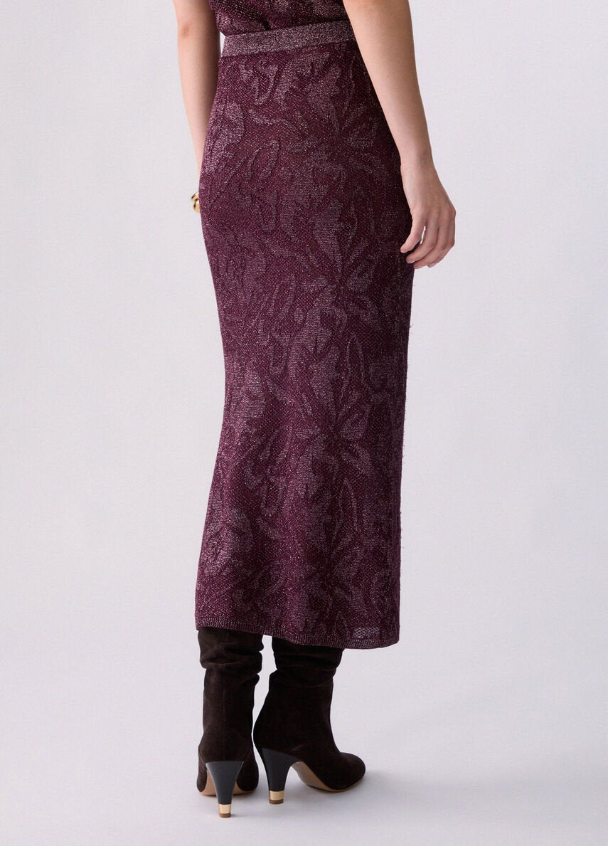 gonna longuette in pizzo lamè WF6096MA26S X0786 LIU JO WHITE 