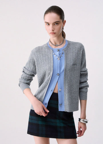 cardigan con bottoni gioiello WF6108MA88R L9201 LIU JO WHITE 