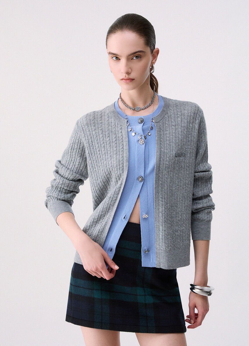 cardigan con bottoni gioiello WF6108MA88R L9201 LIU JO WHITE 