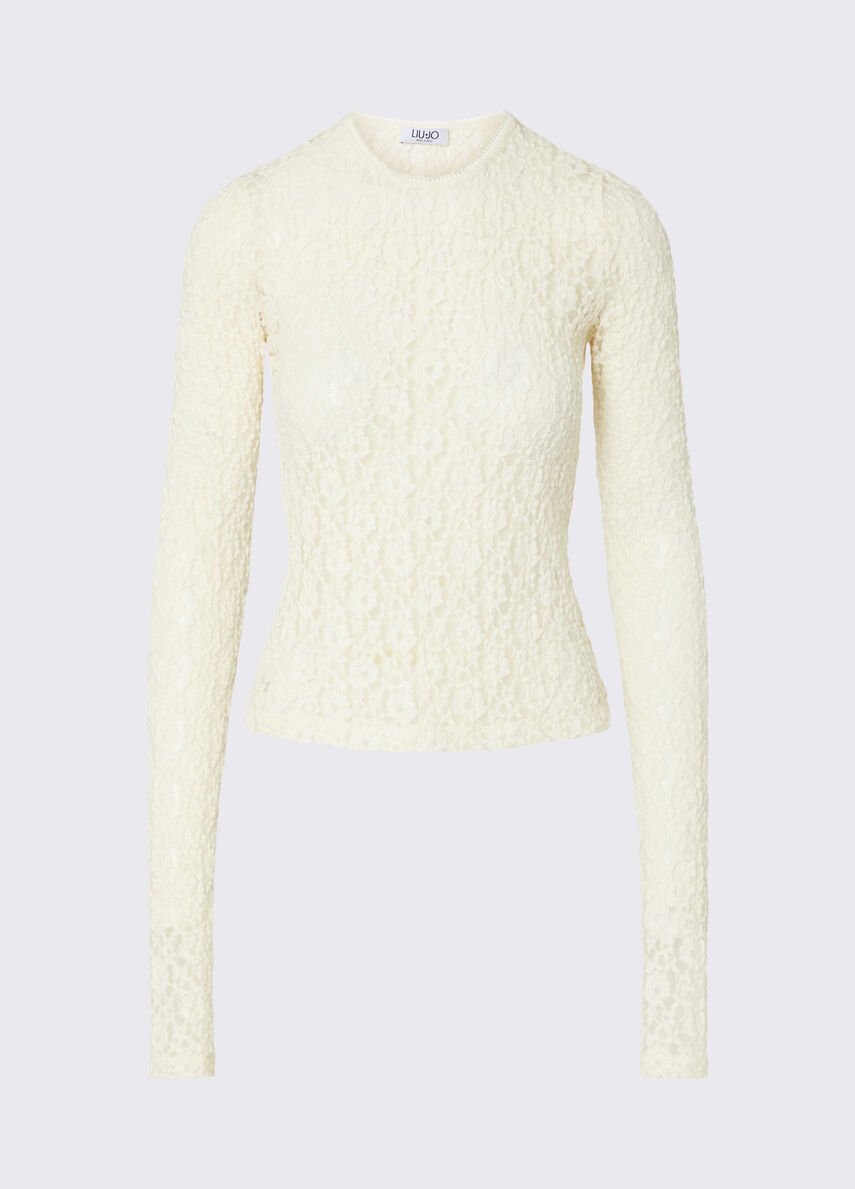 maglia in pizzo stretch WF6143J3975 51216 LIU JO WHITE 